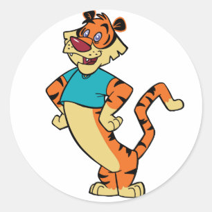 Tiger - Aqua Mascot Button Classic Round Sticker