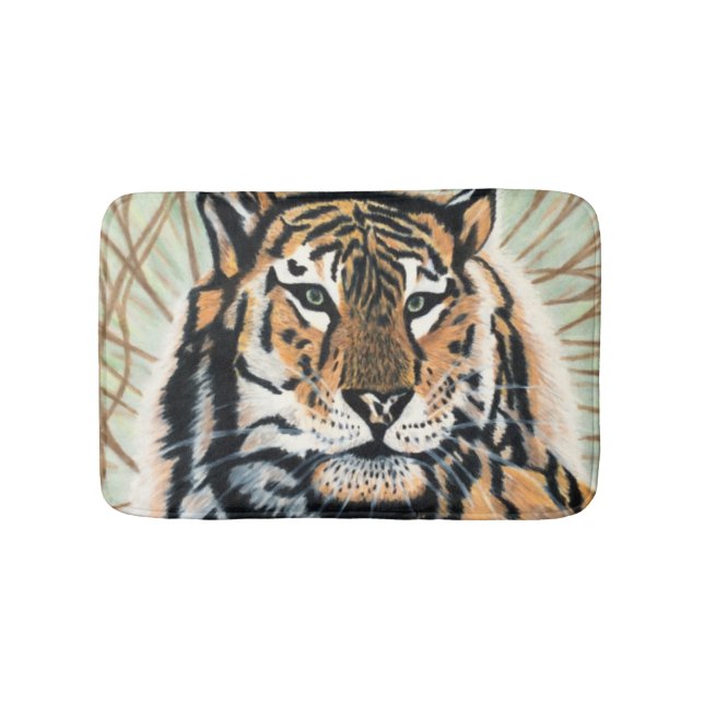 Tiger Art Colour Pencil Drawing Bath Mat (Front)