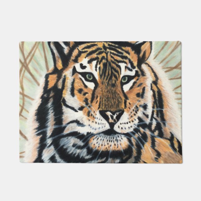 Tiger Art Colour Pencil Drawing Doormat (Front)