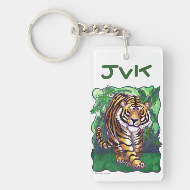 Tiger Art Monogram Key Ring (Front)