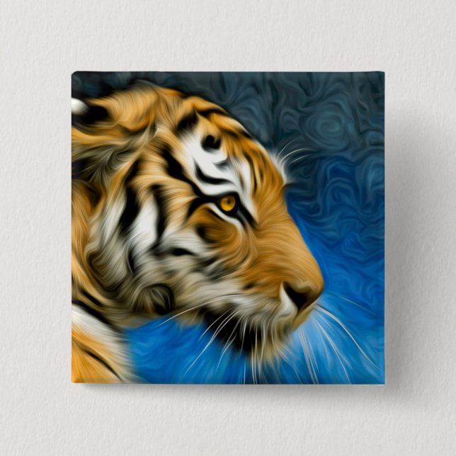 Tiger Art Painting 15 Cm Square Badge (Front)