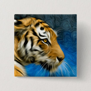 Tiger Art Painting 15 Cm Square Badge
