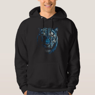 Tiger Artwork - Blue Eyes - Animal Art Motif Tiger Hoodie