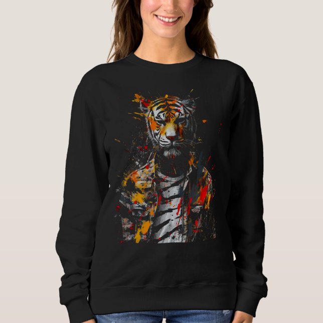 Tiger Artwork Colourful Animal Art Tiger Sweatshirt (Front)