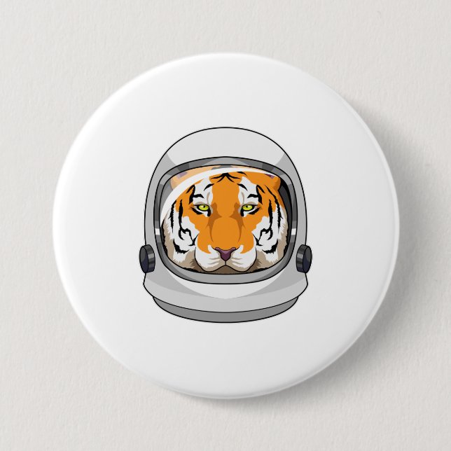Tiger as Astronaut with Helmet 7.5 Cm Round Badge (Front)