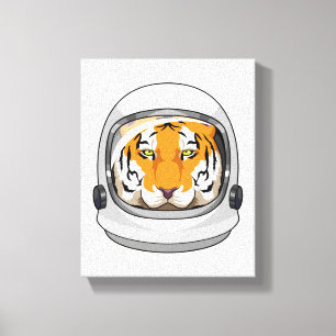 Tiger as Astronaut with Helmet Canvas Print