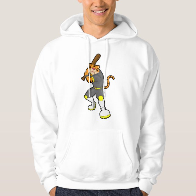 Tiger as Baseball player with Baseball bat Hoodie (Front)
