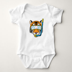 Tiger as Diver with Snorkel Baby Bodysuit