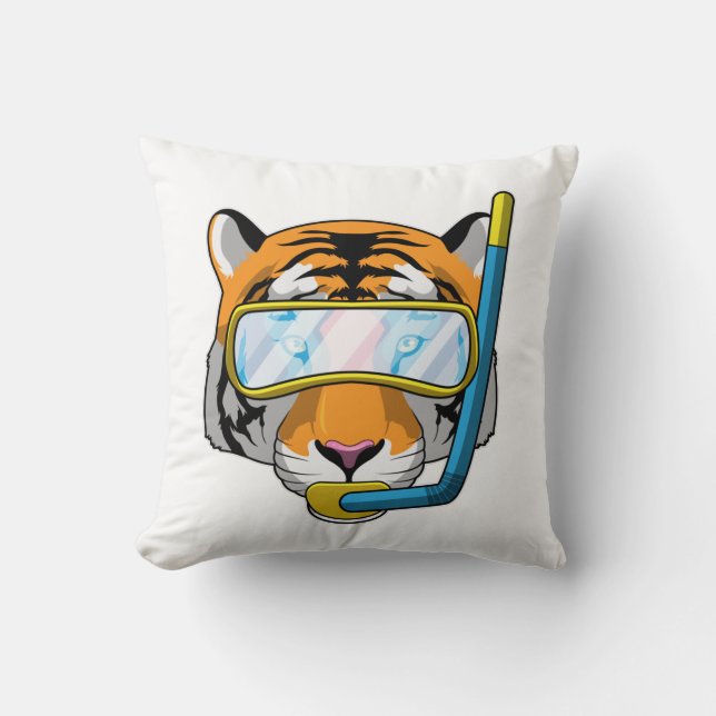 Tiger as Diver with Snorkel Cushion (Front)