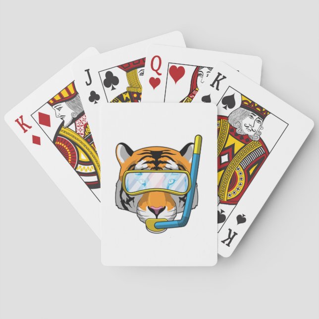 Tiger as Diver with Snorkel Playing Cards (Back)