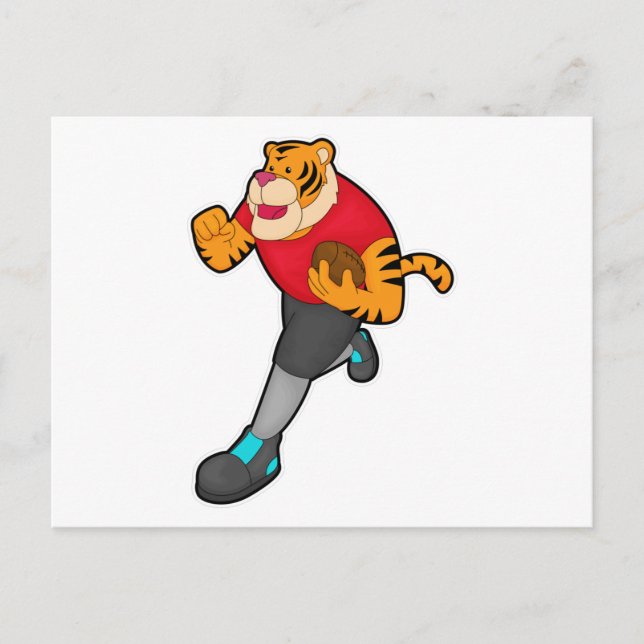 Tiger as Football player with Football Postcard (Front)
