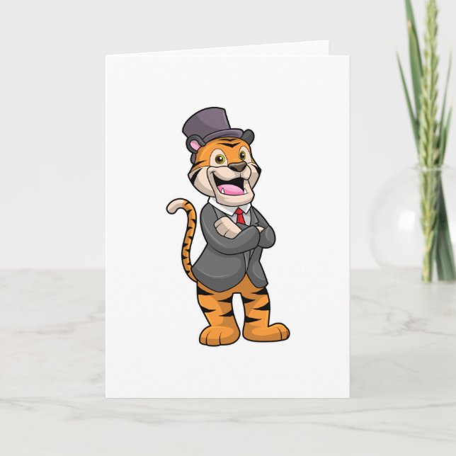 Tiger as Groom with Jacket & Hat Card (Front)