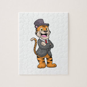 Tiger as Groom with Jacket & Hat Jigsaw Puzzle
