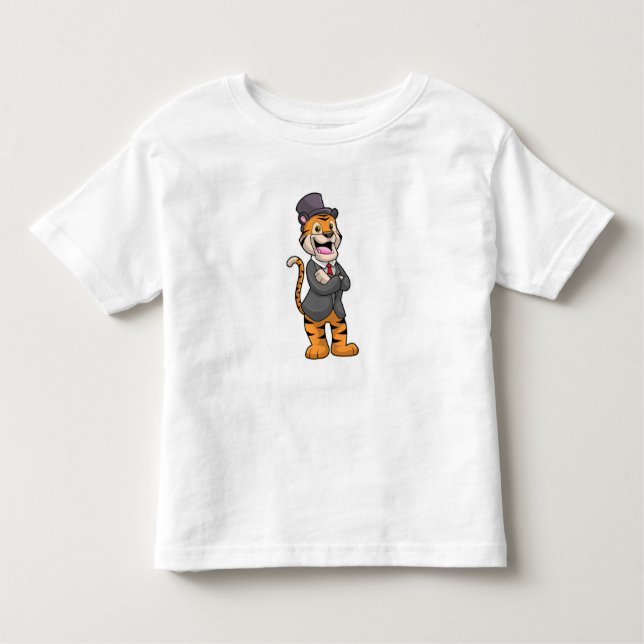 Tiger as Groom with Jacket & Hat Toddler T-Shirt (Front)
