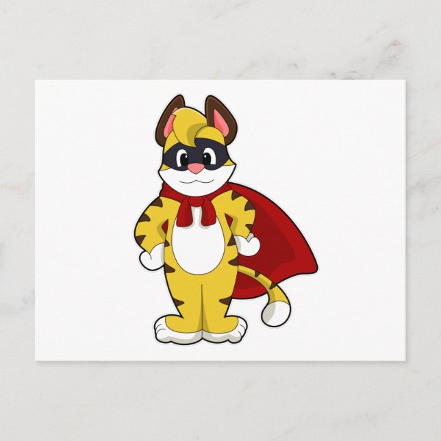 Tiger as Hero with Mask & Cape Postcard (Front)