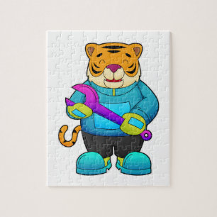 Tiger as Mechanic with Wrench Jigsaw Puzzle