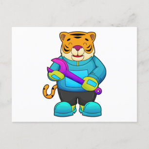 Tiger as Mechanic with Wrench Postcard