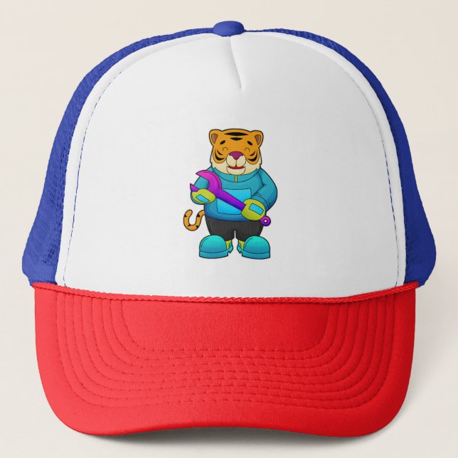 Tiger as Mechanic with Wrench Trucker Hat (Front)