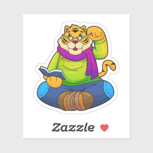 Tiger as Nerd with Book (Sheet)