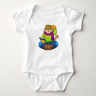 Tiger as Nerd with Book Baby Bodysuit