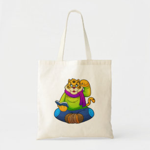 Tiger as Nerd with Book Tote Bag