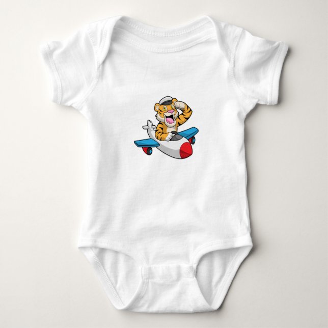 Tiger as Pilot in Plane Baby Bodysuit (Front)