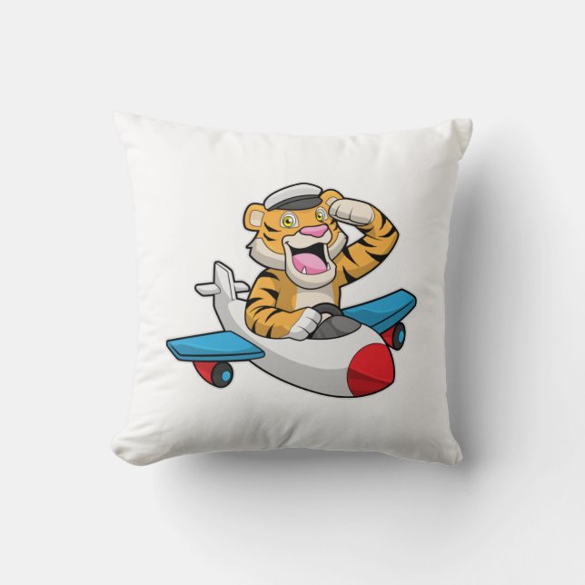 Tiger as Pilot in Plane Cushion (Front)