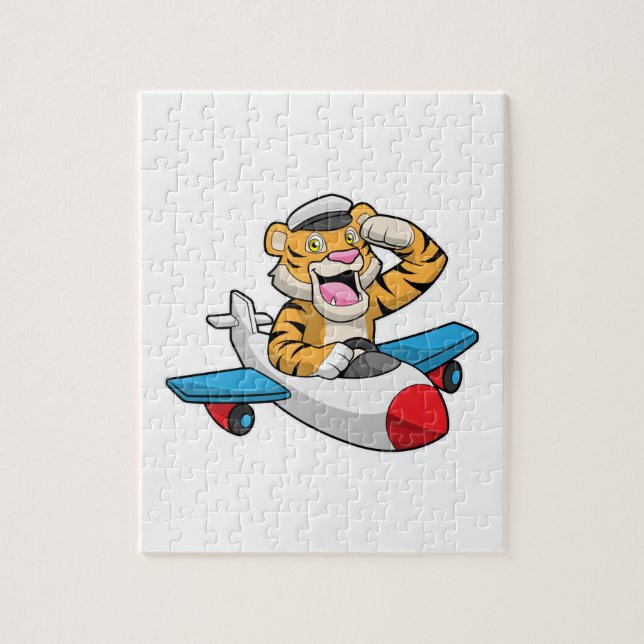 Tiger as Pilot in Plane Jigsaw Puzzle (Vertical)