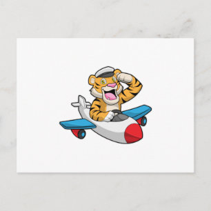 Tiger as Pilot in Plane Postcard