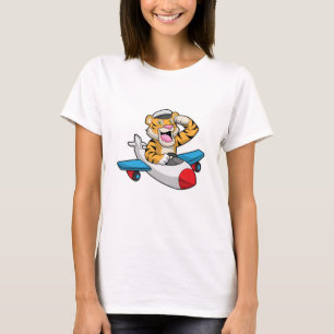 Tiger as Pilot in Plane T-Shirt