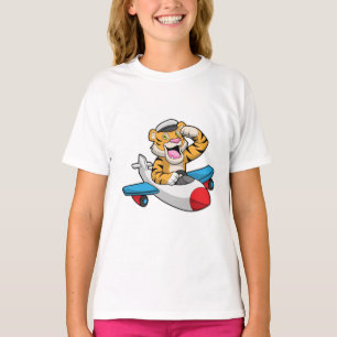 Tiger as Pilot in Plane T-Shirt