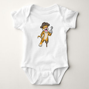 Tiger as Pirate with Wooden leg & Hooked hand Baby Bodysuit