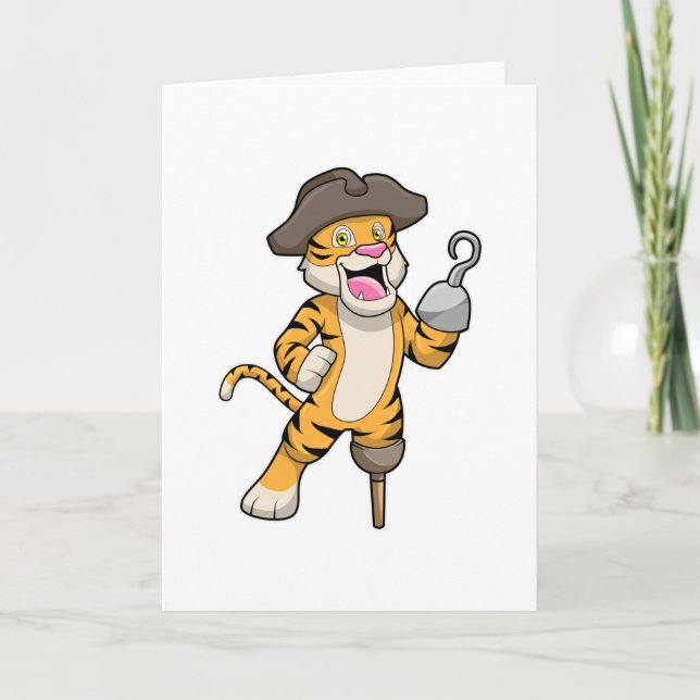 Tiger as Pirate with Wooden leg & Hooked hand Card (Front)