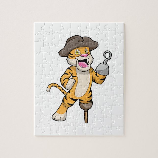 Tiger as Pirate with Wooden leg & Hooked hand Jigsaw Puzzle (Vertical)