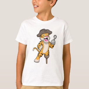 Tiger as Pirate with Wooden leg & Hooked hand T-Shirt