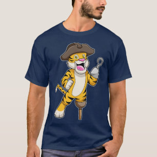 Tiger as Pirate with Wooden leg Hooked hand T-Shirt