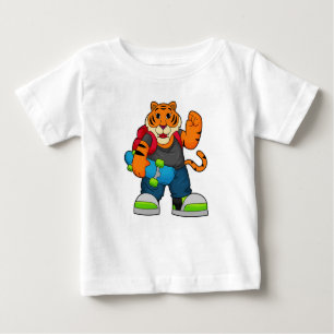 Tiger as Skater with Skateboard Baby T-Shirt