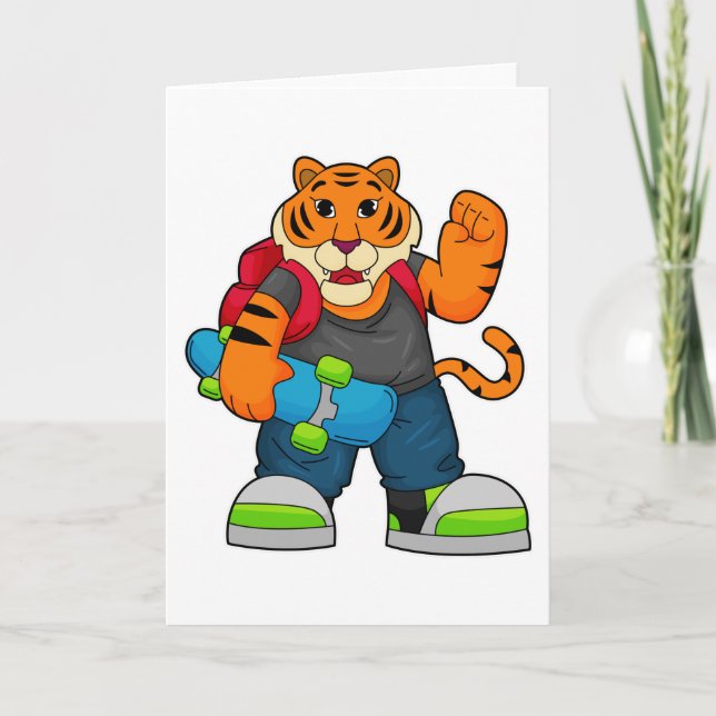 Tiger as Skater with Skateboard Card (Front)