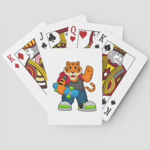 Tiger as Skater with Skateboard Playing Cards