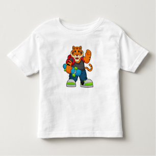 Tiger as Skater with Skateboard Toddler T-Shirt