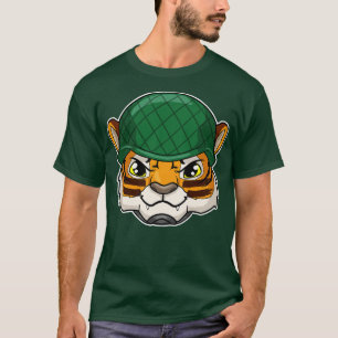 Tiger as Soldier with Helmet T-Shirt
