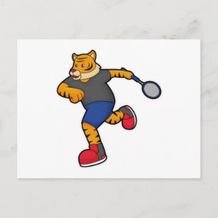Tiger as Tennis player with Tennis racket Postcard