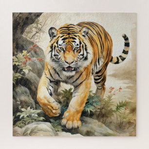 Tiger Asian Traditional Painting Jigsaw Puzzle