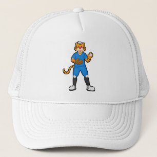 Tiger at Baseball with Baseball glove & Cap
