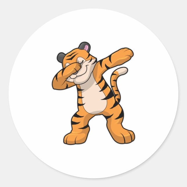 Tiger at Hip Hop Dance Dab Classic Round Sticker (Front)