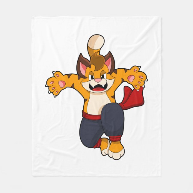 Tiger at Martial arts Karate Fleece Blanket (Front)