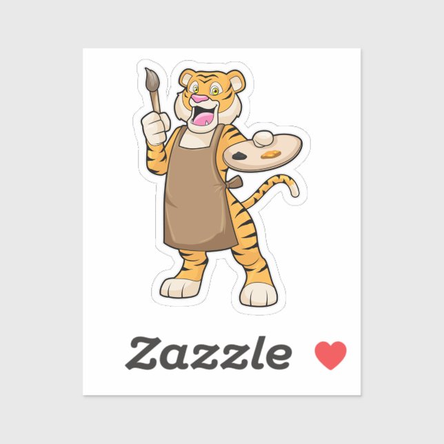 Tiger at Painting with Paint & Brush (Sheet)