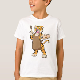 Tiger at Painting with Paint & Brush T-Shirt