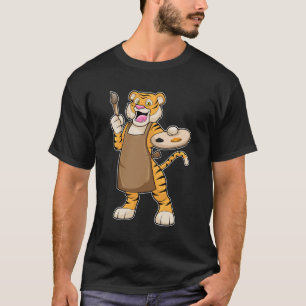 Tiger at Painting with Paint & Brush T-Shirt