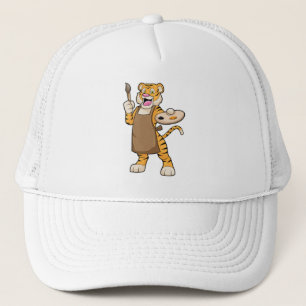 Tiger at Painting with Paint & Brush Trucker Hat